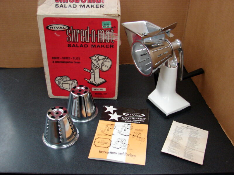 Vintage Rival Shred-O-Mat White Salad Maker Food Chopper Box #601, Moose-R-Us.Com Log Cabin Decor