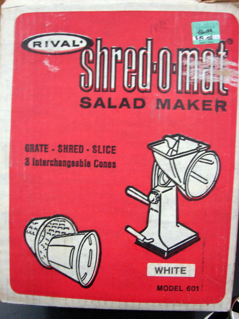 Vintage Rival Shred-O-Mat White Salad Maker Food Chopper Box #601, Moose-R-Us.Com Log Cabin Decor