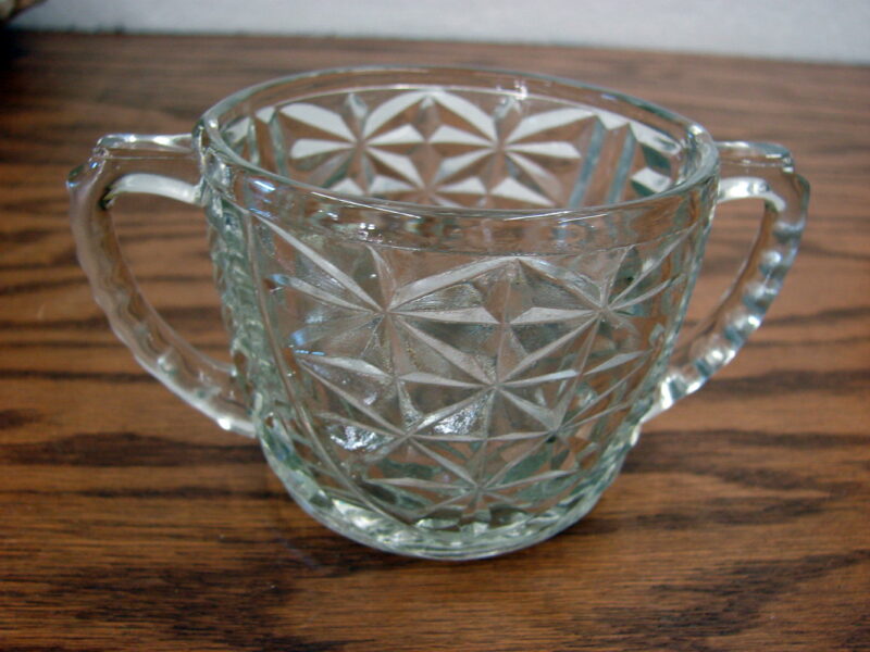 Vintage Anchor Hocking Clear Glass Stars and Bars Open Sugar Bowl, Moose-R-Us.Com Log Cabin Decor