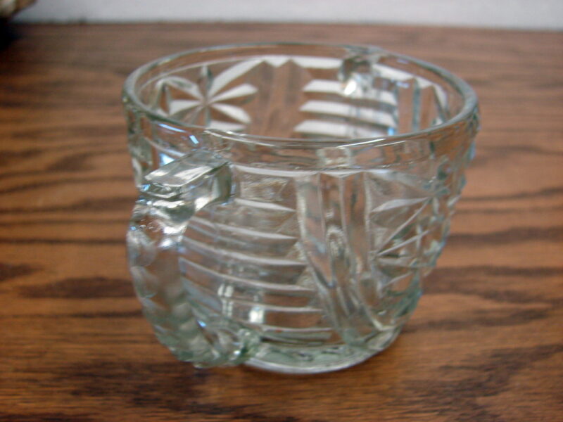 Vintage Anchor Hocking Clear Glass Stars and Bars Open Sugar Bowl, Moose-R-Us.Com Log Cabin Decor