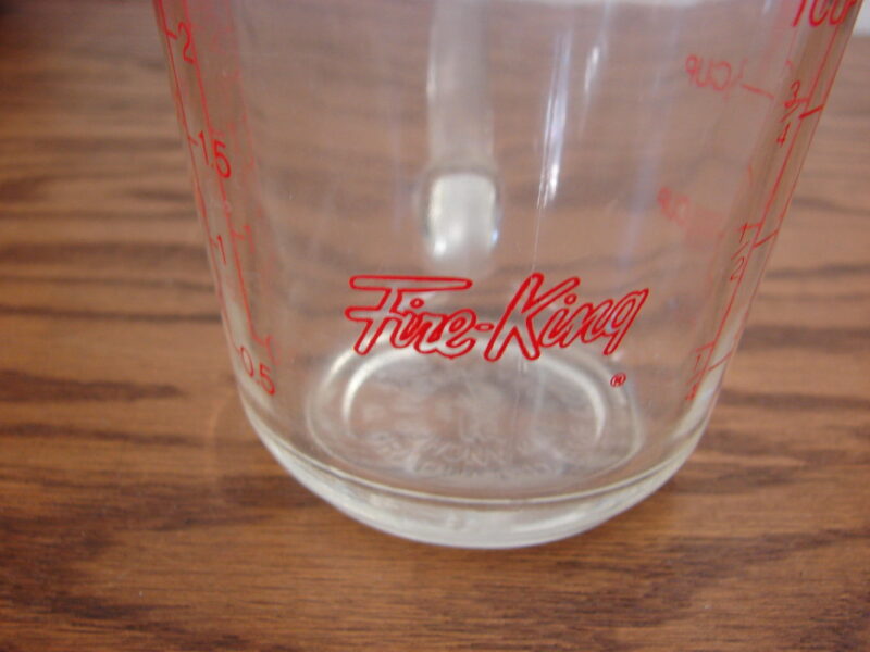 Vintage Fire King Red Letter 1 Cup Measuring Glass, Moose-R-Us.Com Log Cabin Decor