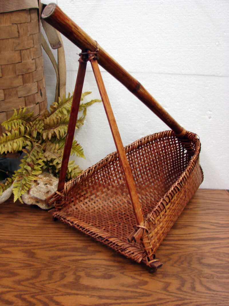 Vintage Philippines Bamboo Woven Fishing Seine Net Basket Hand Held, Moose-R-Us.Com Log Cabin Decor