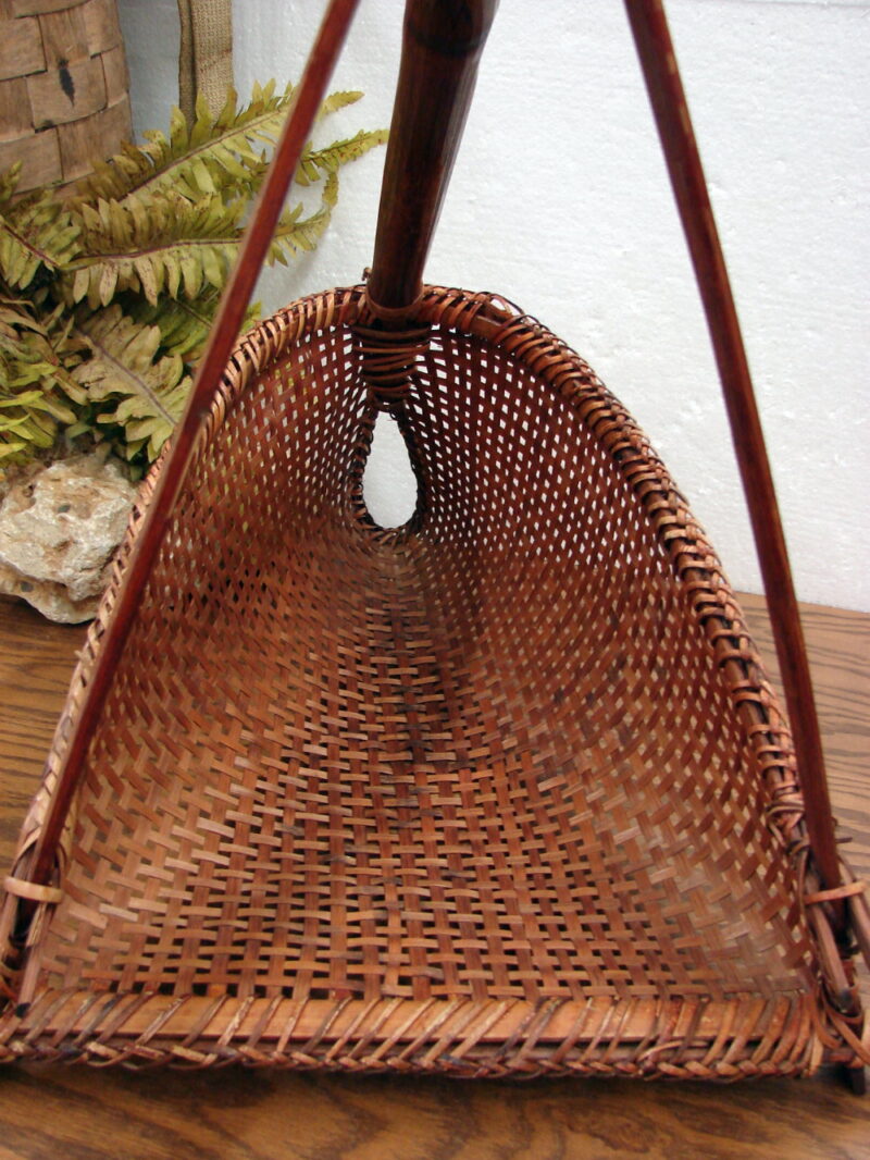 Vintage Philippines Bamboo Woven Fishing Seine Net Basket Hand Held, Moose-R-Us.Com Log Cabin Decor