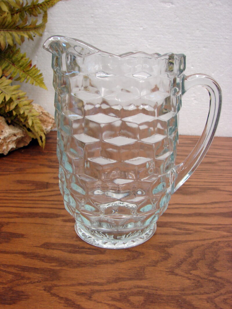 Vintage Cubist Fostoria American Clear Cubist Water Pitcher, Moose-R-Us.Com Log Cabin Decor