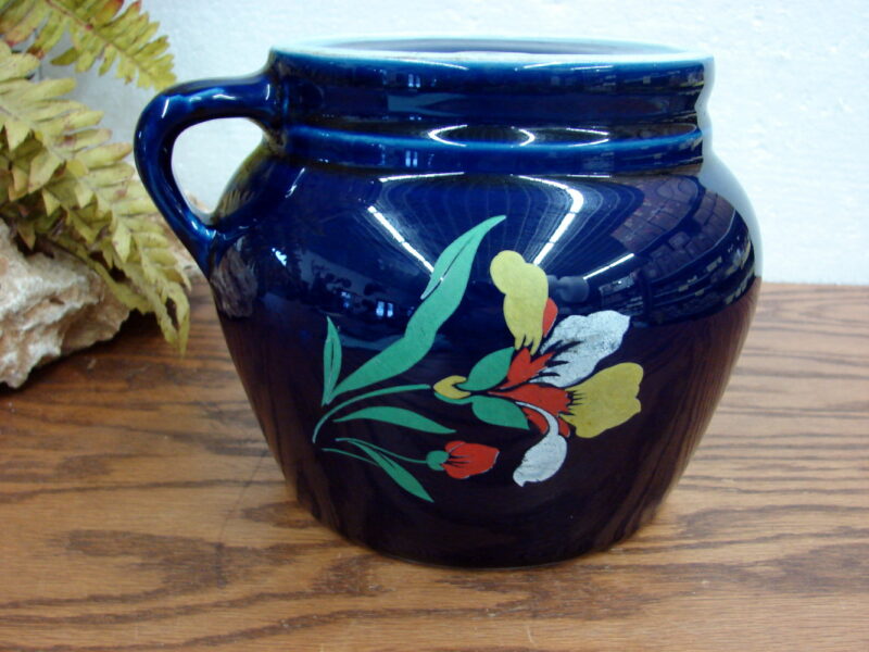 Vintage Cobalt Blue Blossom Bean Pot 782-6 1930&#8217;s Stamped, Moose-R-Us.Com Log Cabin Decor