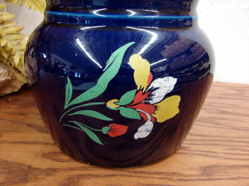 Vintage Cobalt Blue Blossom Bean Pot 782-6 1930&#8217;s Stamped, Moose-R-Us.Com Log Cabin Decor