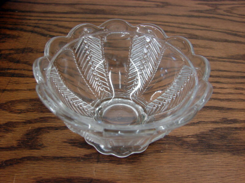 Vintage Clear Glass Imperial Pedestal Nut Dish Feather Pattern, Moose-R-Us.Com Log Cabin Decor