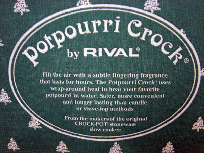 Vintage Brand New Rival Potpourri Crock Electric Simmering Cooker Christmas Tree, Moose-R-Us.Com Log Cabin Decor