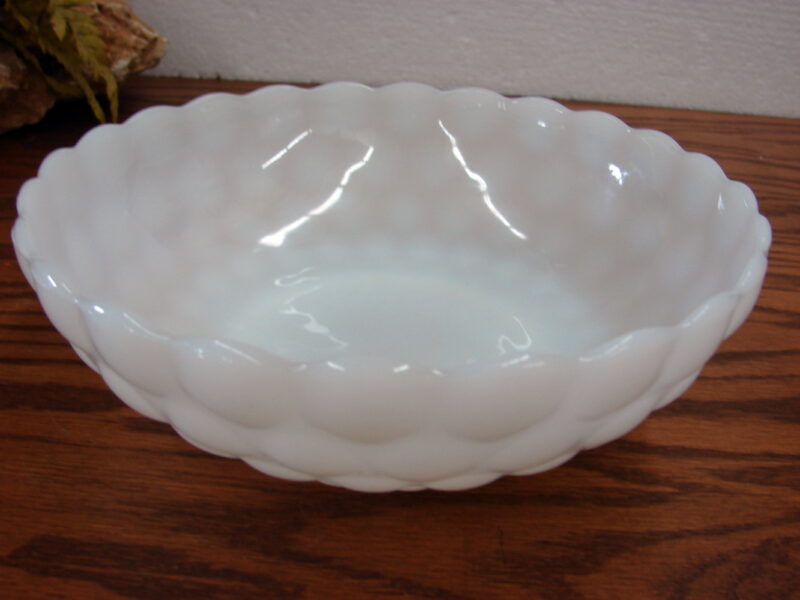 Vintage Anchor Hocking Milk Glass Bubble Serving Bowl 8&#8243;, Moose-R-Us.Com Log Cabin Decor