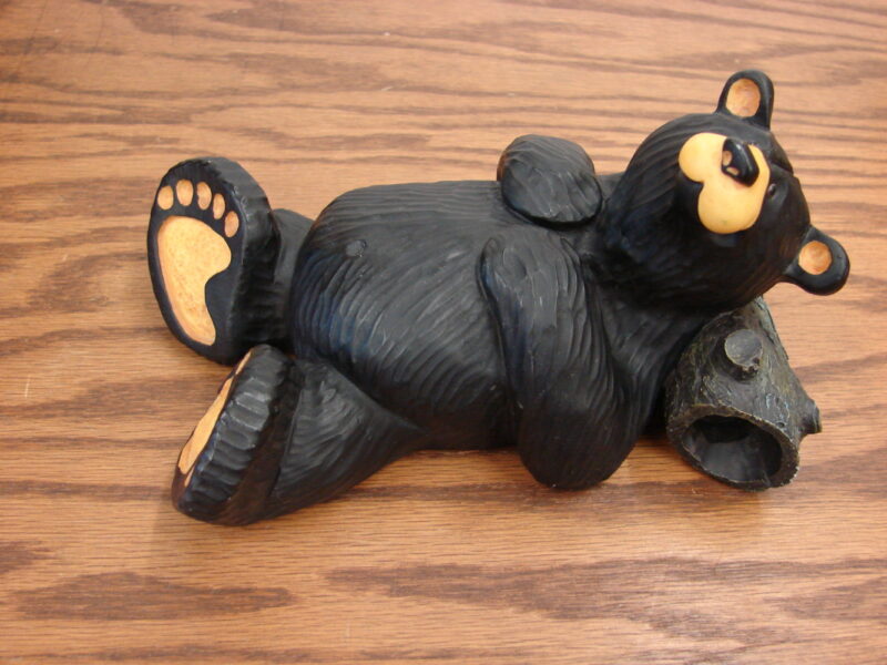 Retired Big Sky Carvers Bearfoots Bears Jeff Fleming Ralphie on Back, Moose-R-Us.Com Log Cabin Decor