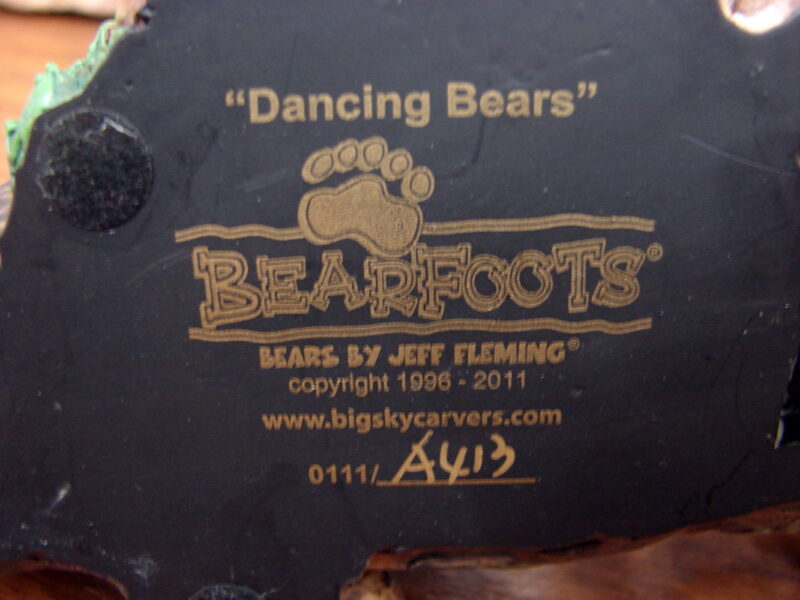 Retired Big Sky Carvers Bearfoots Bears Jeff Fleming Dancing Bears on Log, Moose-R-Us.Com Log Cabin Decor