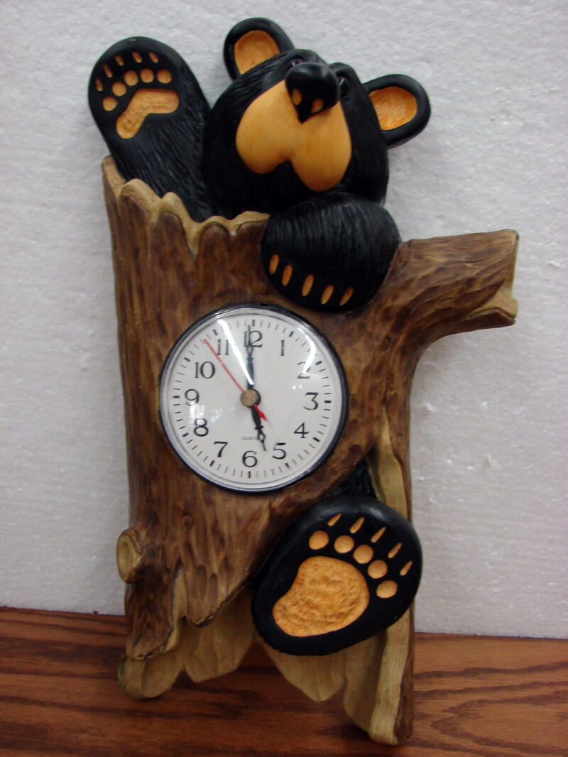 Big Sky Carvers Jeff Fleming Bearfoots Bear Battery Operated Wall Clock, Moose-R-Us.Com Log Cabin Decor