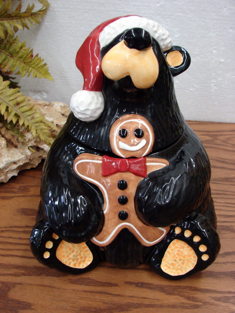 Big Sky Carvers Jeff Fleming Bearfoots Bear Gingerbread Man Cookie Jar, Moose-R-Us.Com Log Cabin Decor