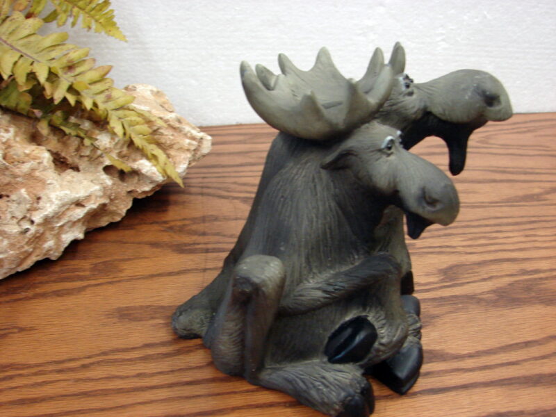 Retired Big Sky Carvers Mountain Mooses Phyllis Driscoll Moose Couple Lean on Me, Moose-R-Us.Com Log Cabin Decor