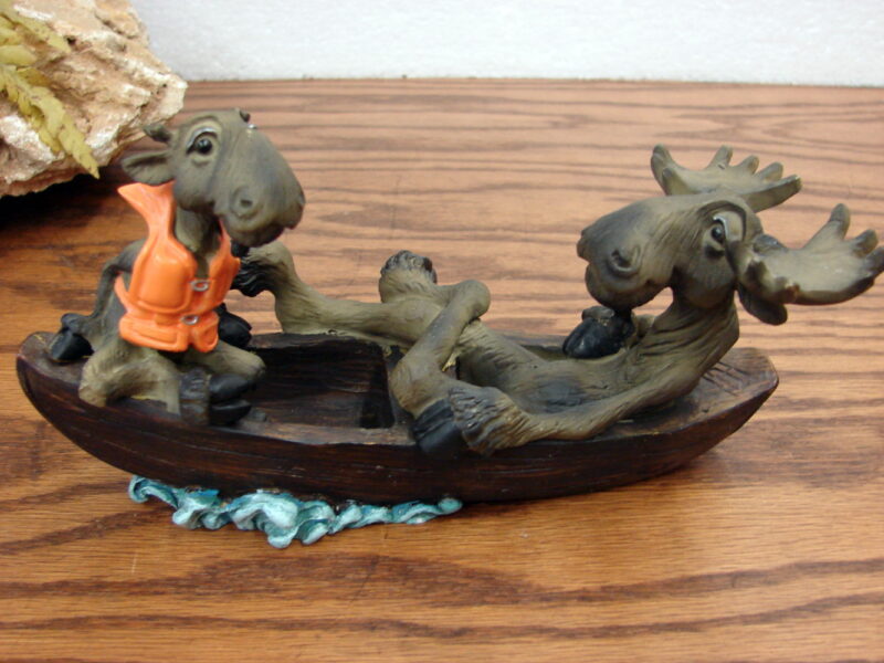 Retired Big Sky Carvers Mountain Mooses Phyllis Driscoll Moose Row Your Boat, Moose-R-Us.Com Log Cabin Decor