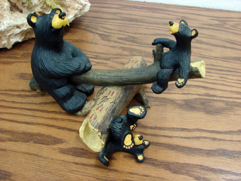 Retired Big Sky Carvers Bearfoots Bears Jeff Fleming Outdoor Fun Teeter Totter, Moose-R-Us.Com Log Cabin Decor