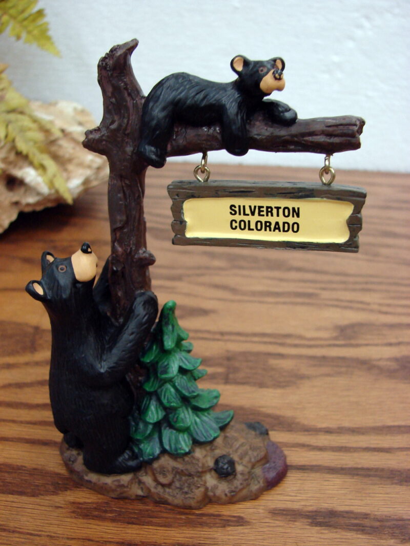 Retired Big Sky Carvers Bearfoots Bears Jeff Fleming Silverton CO Souvenir Sign Post, Moose-R-Us.Com Log Cabin Decor