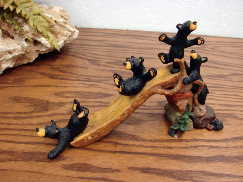 Retired Big Sky Carvers Bearfoots Bears Jeff Fleming Pine Tree Slide, Moose-R-Us.Com Log Cabin Decor