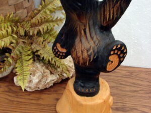 Big Sky Carvers Jeff Fleming Bearfoots Bear Wood Carved Bear Standing w/ Trout Fish, Moose-R-Us.Com Log Cabin Decor