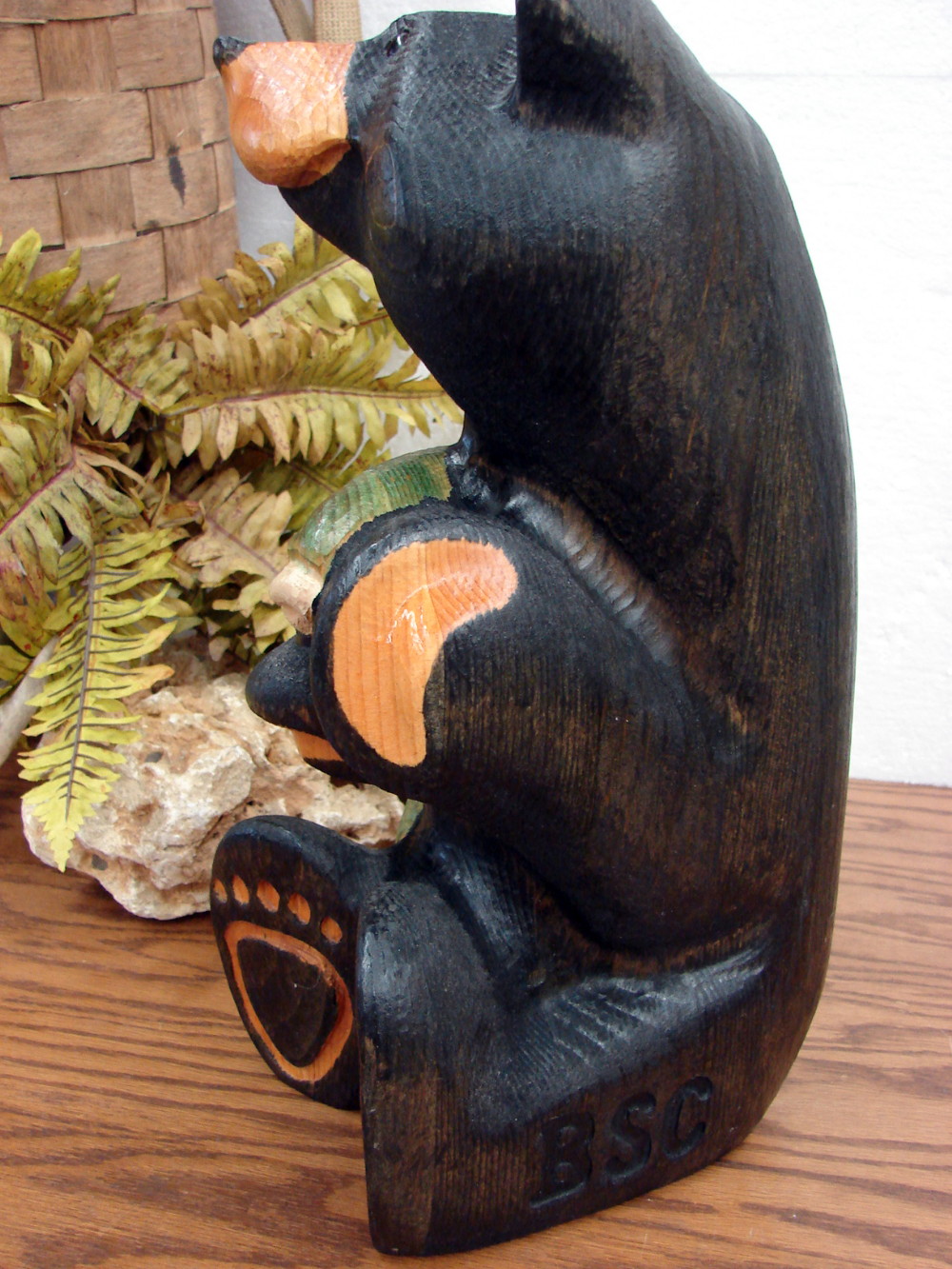 Big Sky Carvers Jeff Fleming Bearfoots Bear Wood Carved Bear Sitting w ...