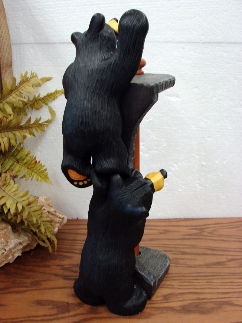 Retired Big Sky Carvers Jeff Fleming Bearfoots Bear Curious Cubs Paper Towel Holder, Moose-R-Us.Com Log Cabin Decor