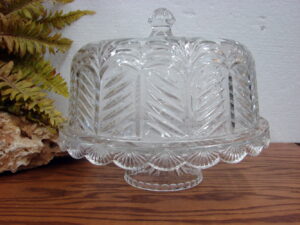 Vintage Hofbauer Glass Byrdes Lead Crystal Brides Basket Germany Bird Saw Tooth, Moose-R-Us.Com Log Cabin Decor