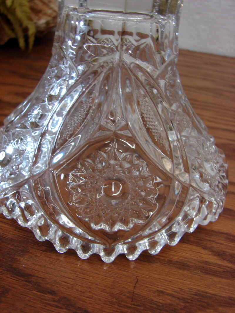 Vintage 2 pc Clear Glass Imperial Pedestal Punch Bowl Star Diamond Sawtooth, Moose-R-Us.Com Log Cabin Decor