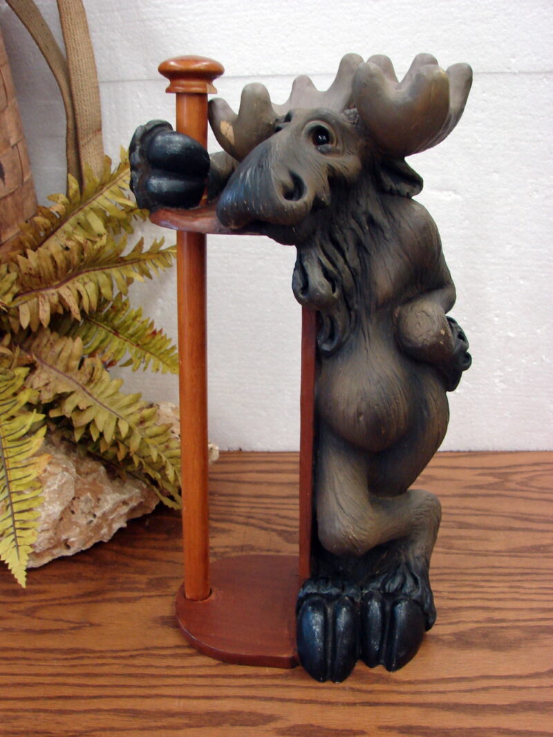 As Is Retired Big Sky Carvers Phyllis Driscol Moose Paper Towel Holder, Moose-R-Us.Com Log Cabin Decor