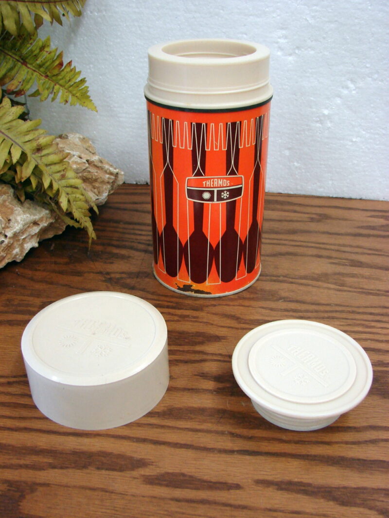 Vintage 1971 King Seeley #7263 Wide Mouth Thermos Complete Orange Brown, Moose-R-Us.Com Log Cabin Decor