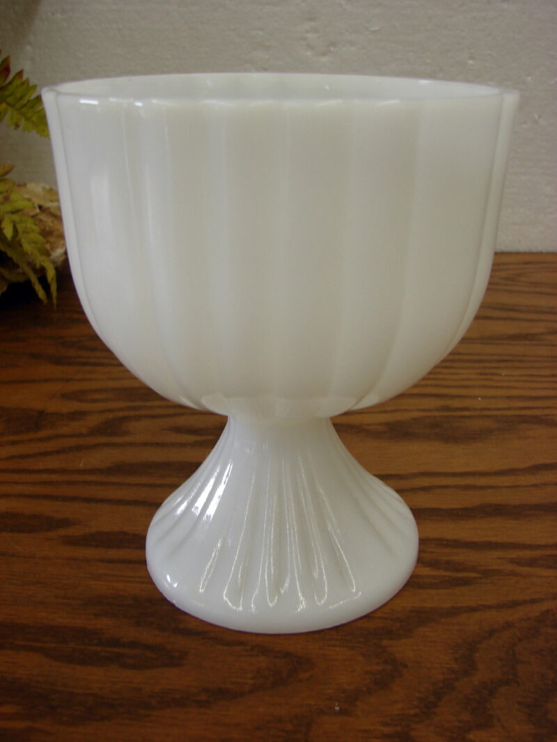 Vintage Pfaltzgraff Milk Glass Accents Ribbed Pedestal Compote Planter, Moose-R-Us.Com Log Cabin Decor